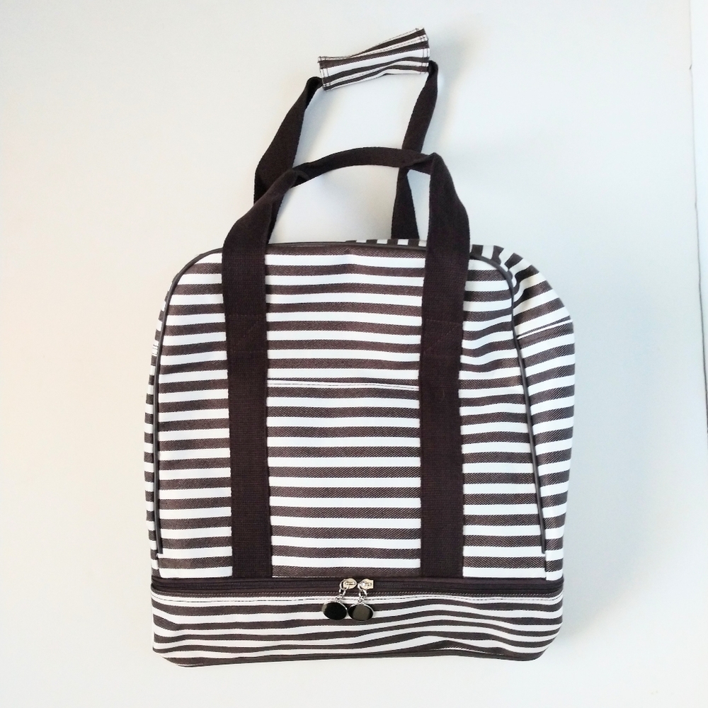 Large Striped Travel Weekender Bag Tote